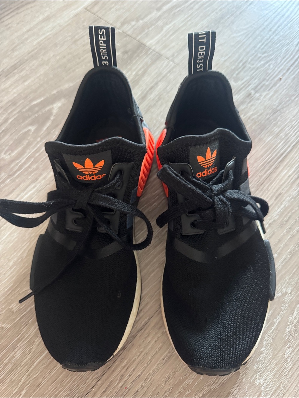 adidas unisex Black Sneakers with Orange Accents